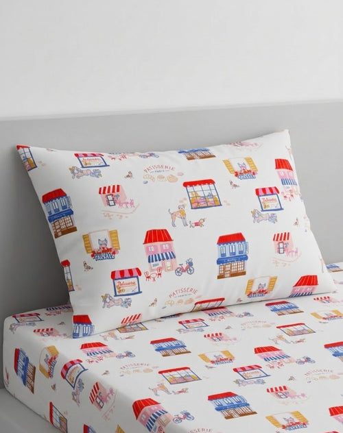 Colorful City-Themed kids Cotton Bed Sheet