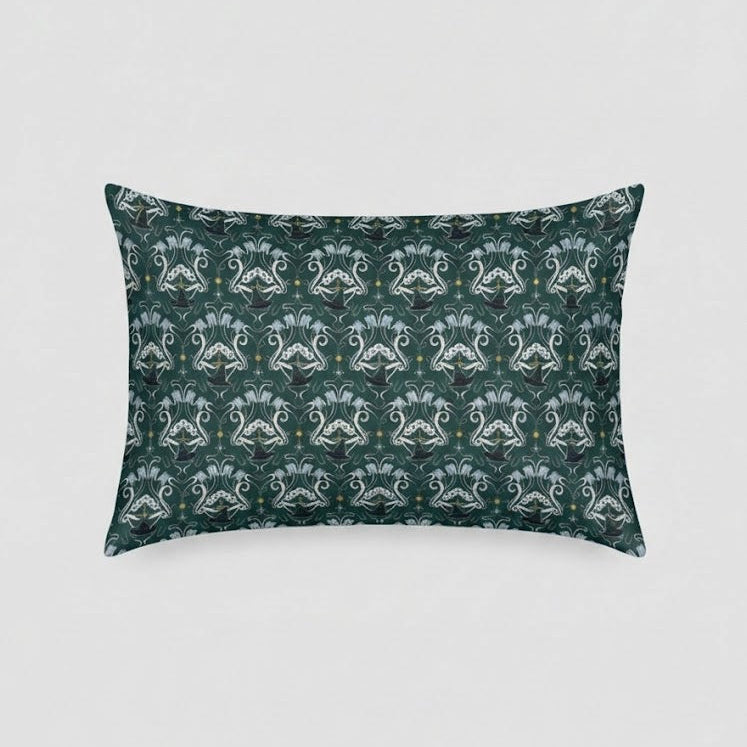 Dark Green and White Damask Patterned kids Percale Bed Sheet