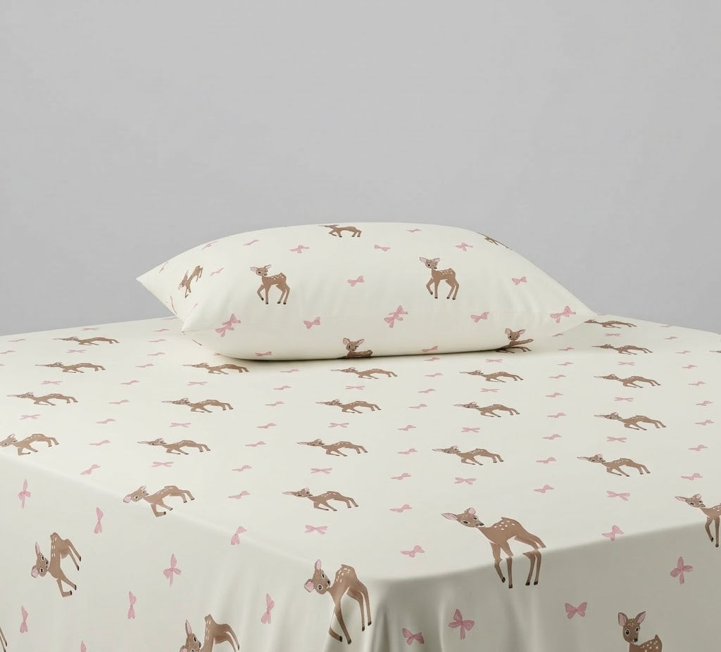 Happy Deer kisds Cotton Bed Sheet