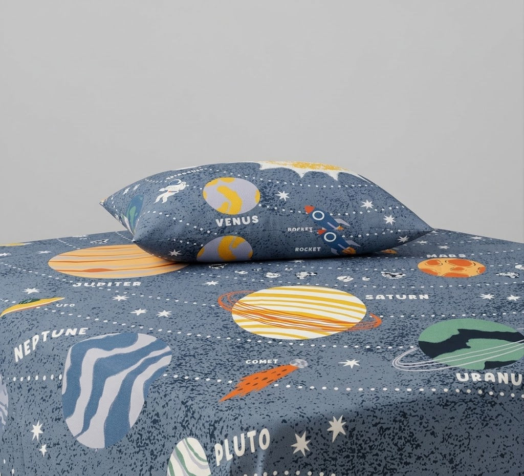 Solar System Planets Kids Cotton Bed Sheet