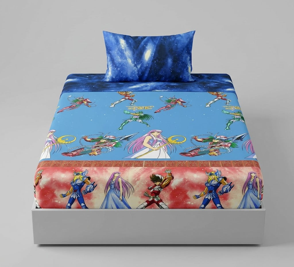 Saint Seiya And Characters Themed kids Cotton Bed Sheet