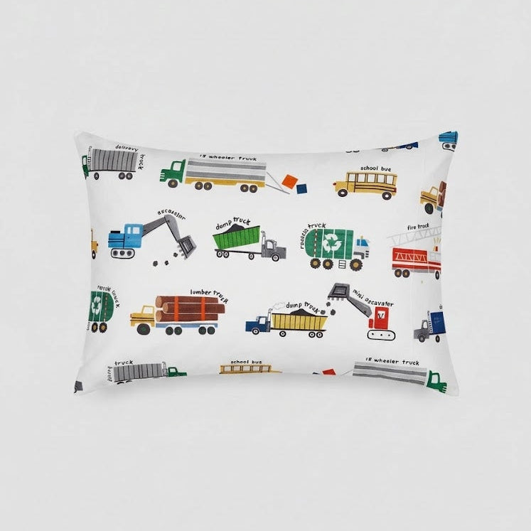 Construction vehicles kids Cotton Bed Sheet
