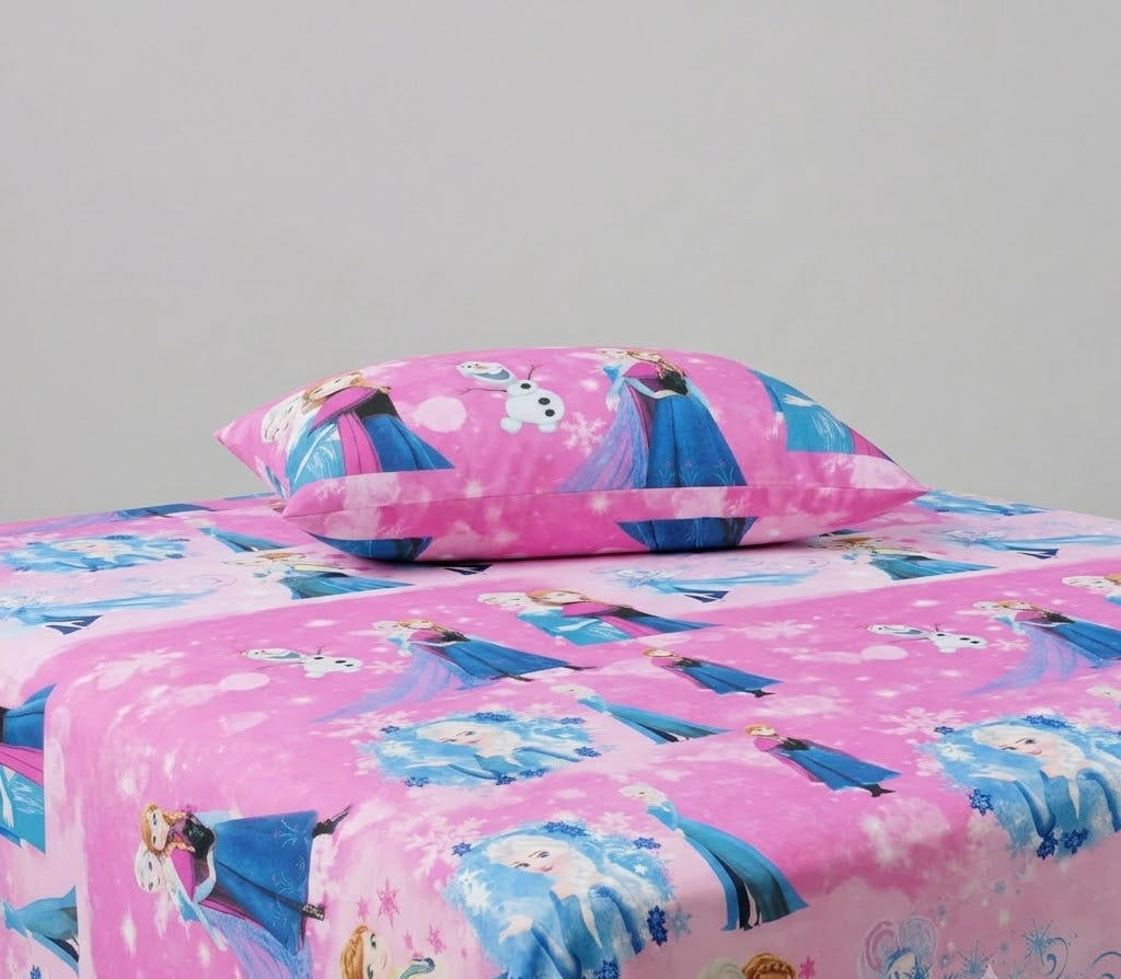 Disney Frozen characters kids Cotton Bed Sheet + Pillow Cover