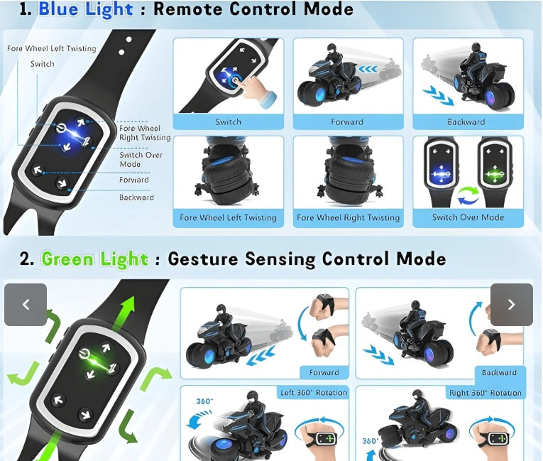 REMOTE CONTROL STUNT BIKE WITH WATCH FOR KIDS