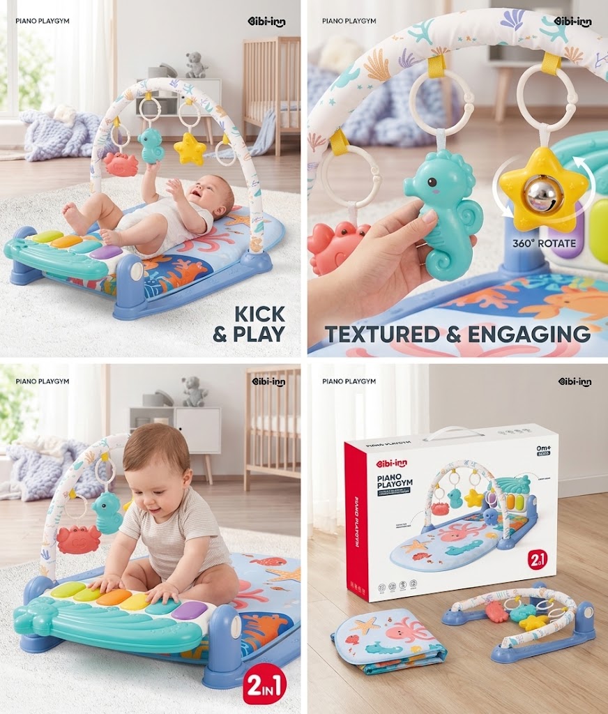 Bibi-Inn 2-in-1 Ocean Theme Piano Playgym