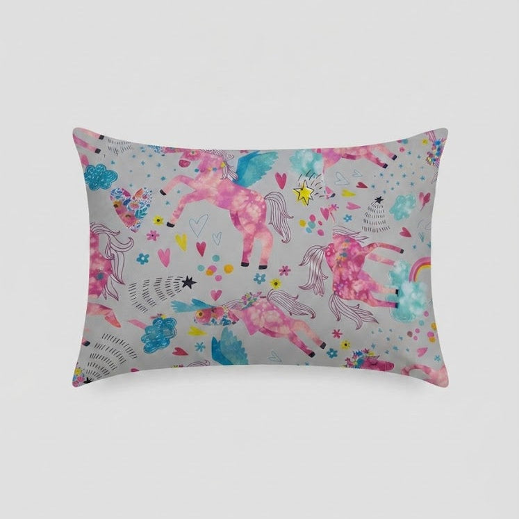 Colorful Unicorn-themed kids Cotton Bed Sheet + Pillow Cover