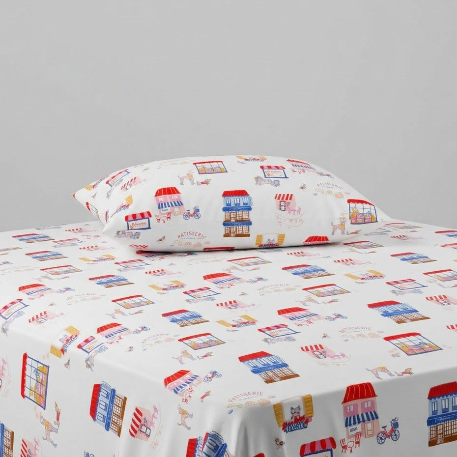 Colorful City-Themed kids Cotton Bed Sheet