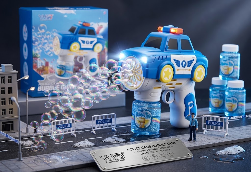 Police Cars Electric Bubble Gun with LED Lights