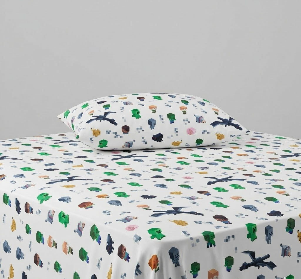 Minecraft Themed kids Cotton Bed Sheet