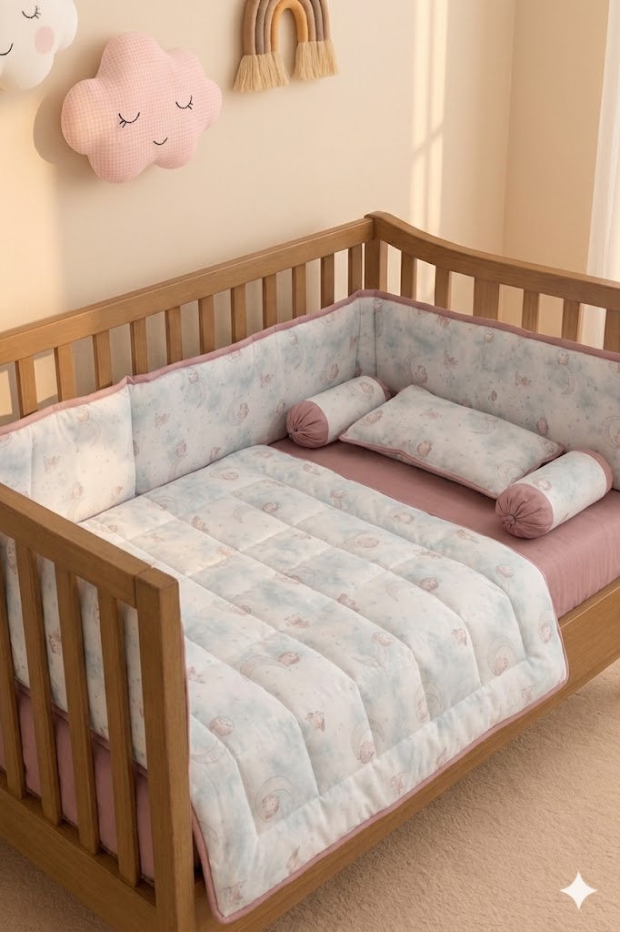 Moon And Stars  Baby Cot Set