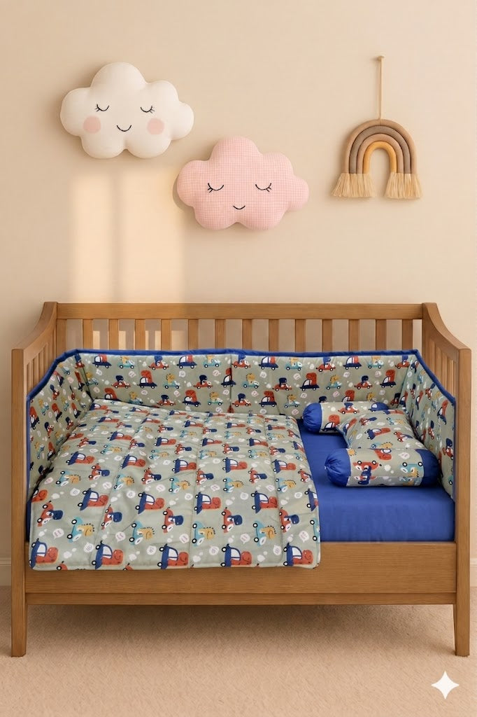 Cartoon Car Themed  Baby Cot Set