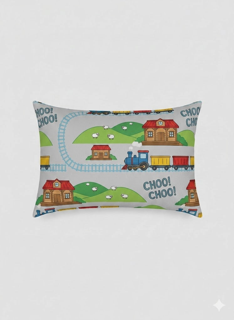 Train Themed Kids Cotton Bed Sheet