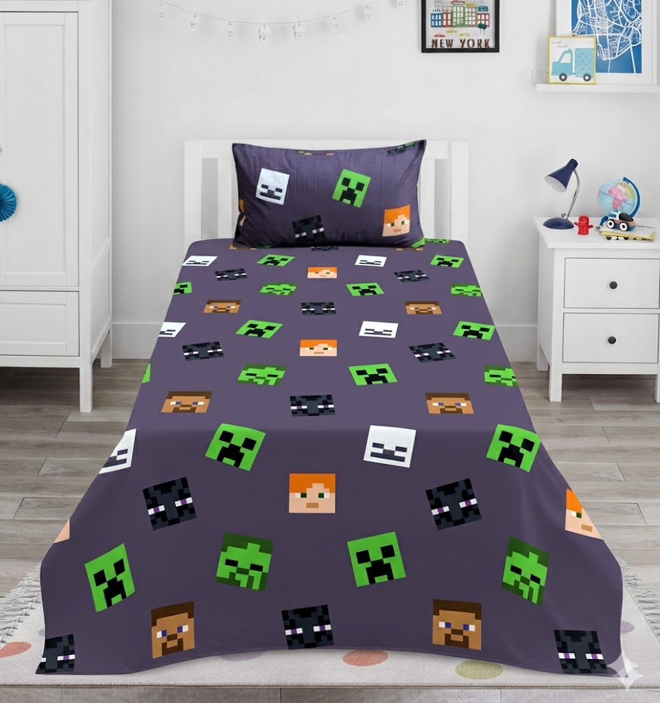 Minecraft Themed kids Cotton Bed Sheet