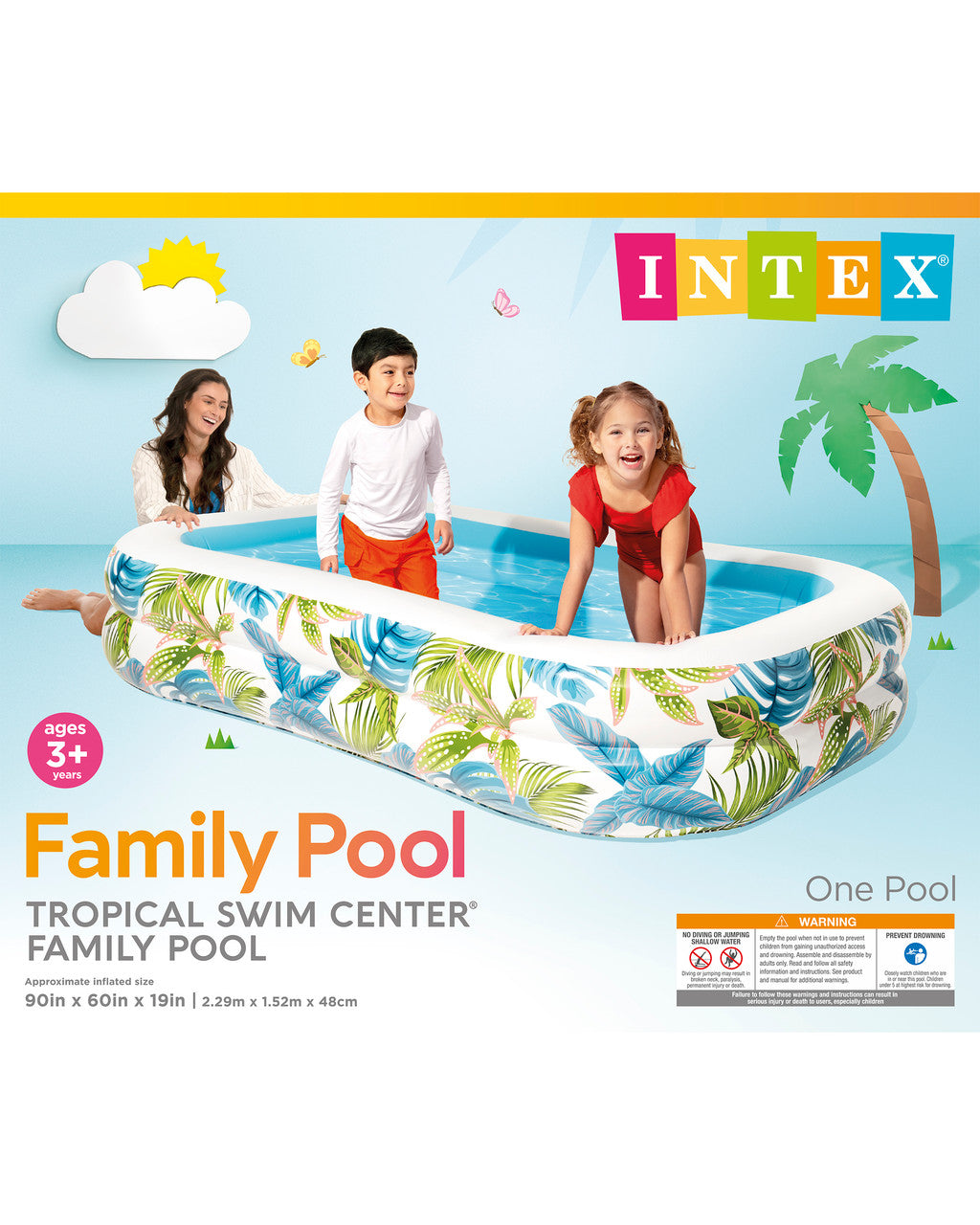 Intex 90" x 60" x 19" Tropical Swim Center Family Pool