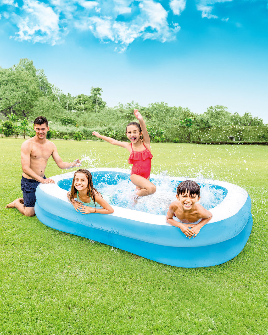 Intex Swim Center Family Swimming Pool White Blue (80"X60"X19")