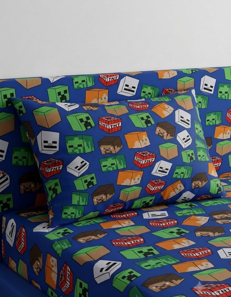 Minecraft characters kids Cotton Bed Sheet