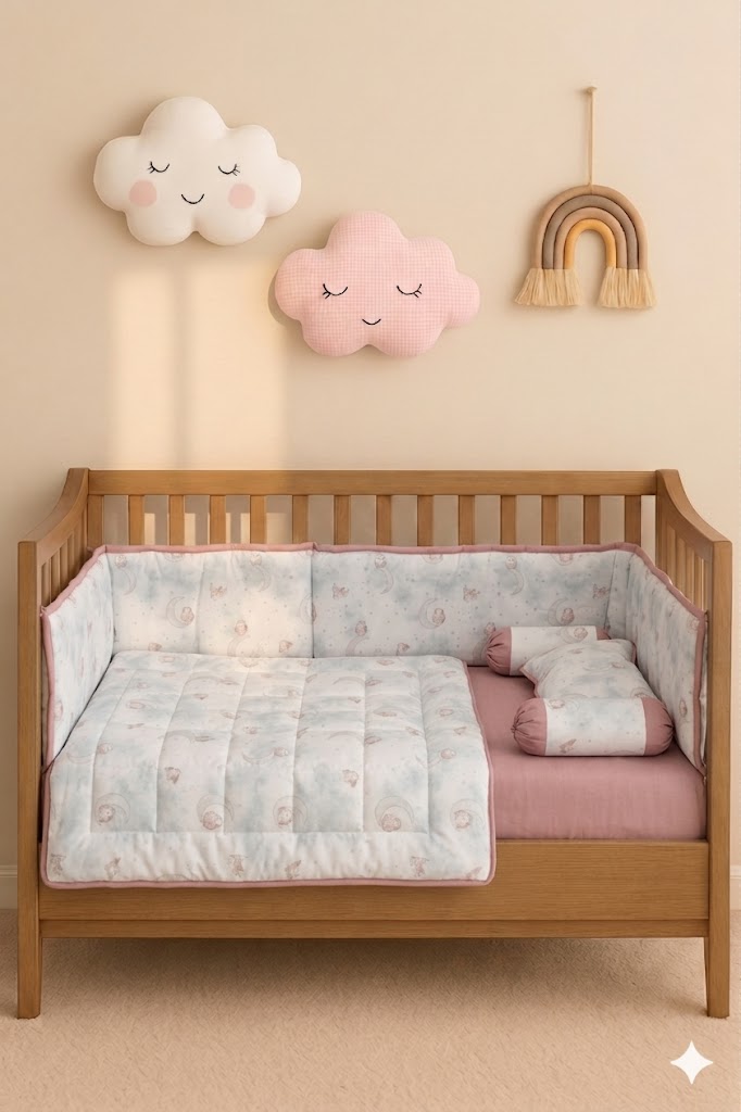Moon And Stars  Baby Cot Set