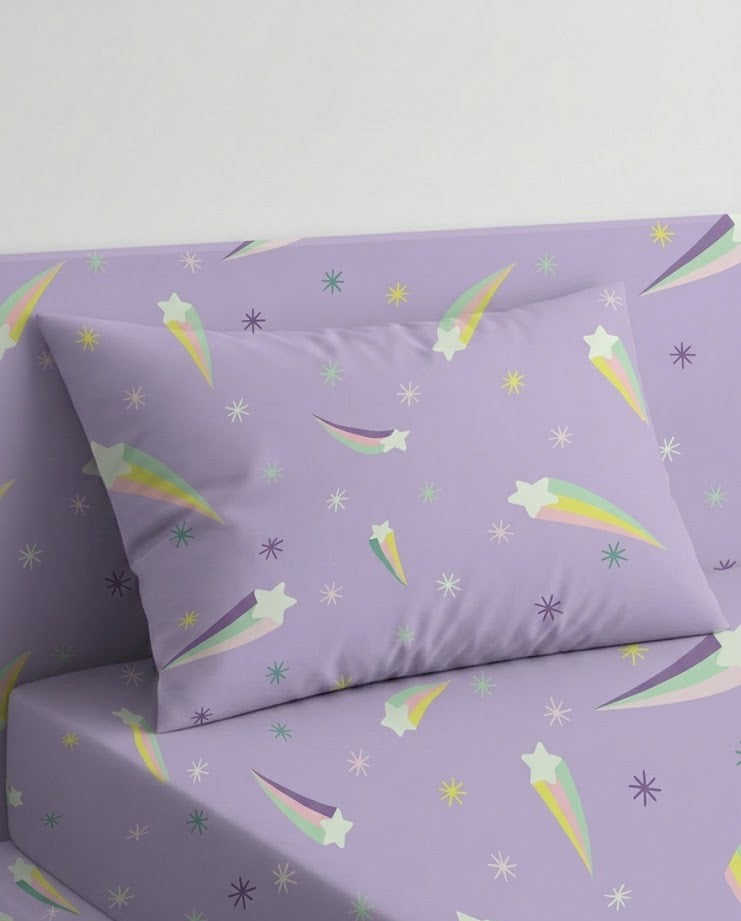 Colorfull Shooting Stars kids Cotton Bed Sheet