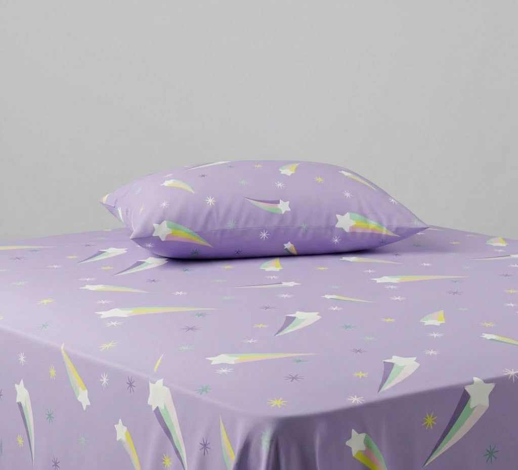 Colorfull Shooting Stars kids Cotton Bed Sheet