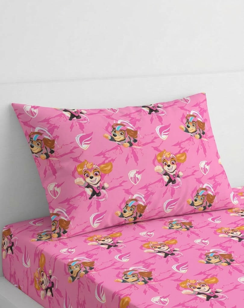 Bright Pink Paw Patrol kids Cotton Bed Sheet