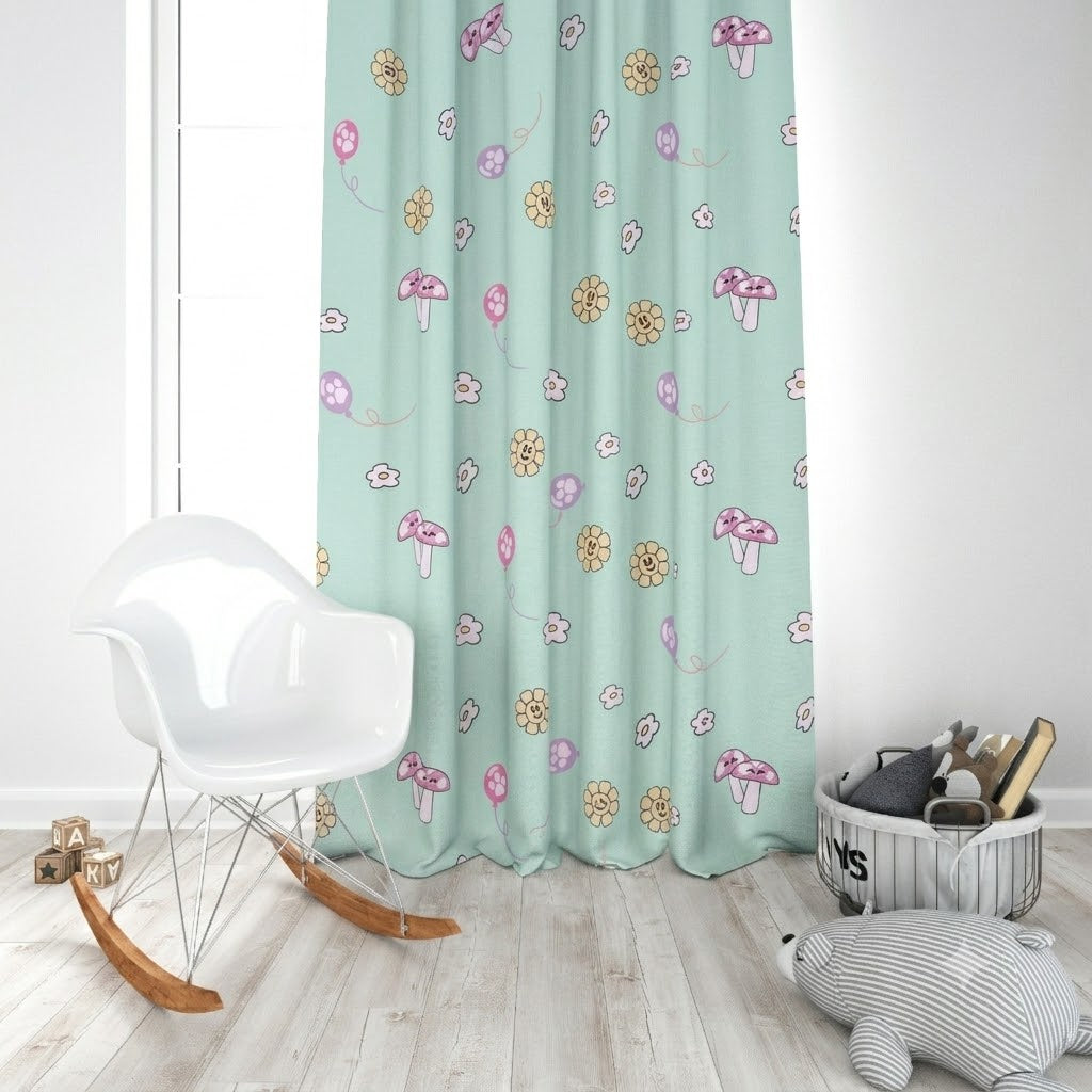 Whimsical Mushroom Kids Room Curtain