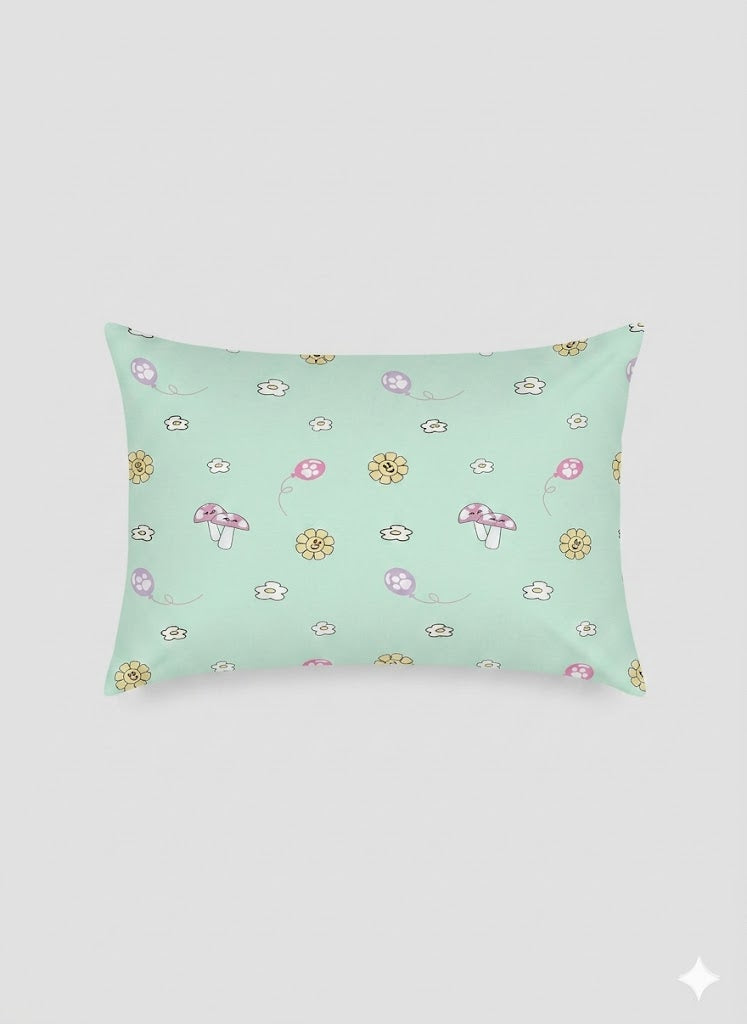 Whimsical mushroom and flower Cotton Bed Sheet