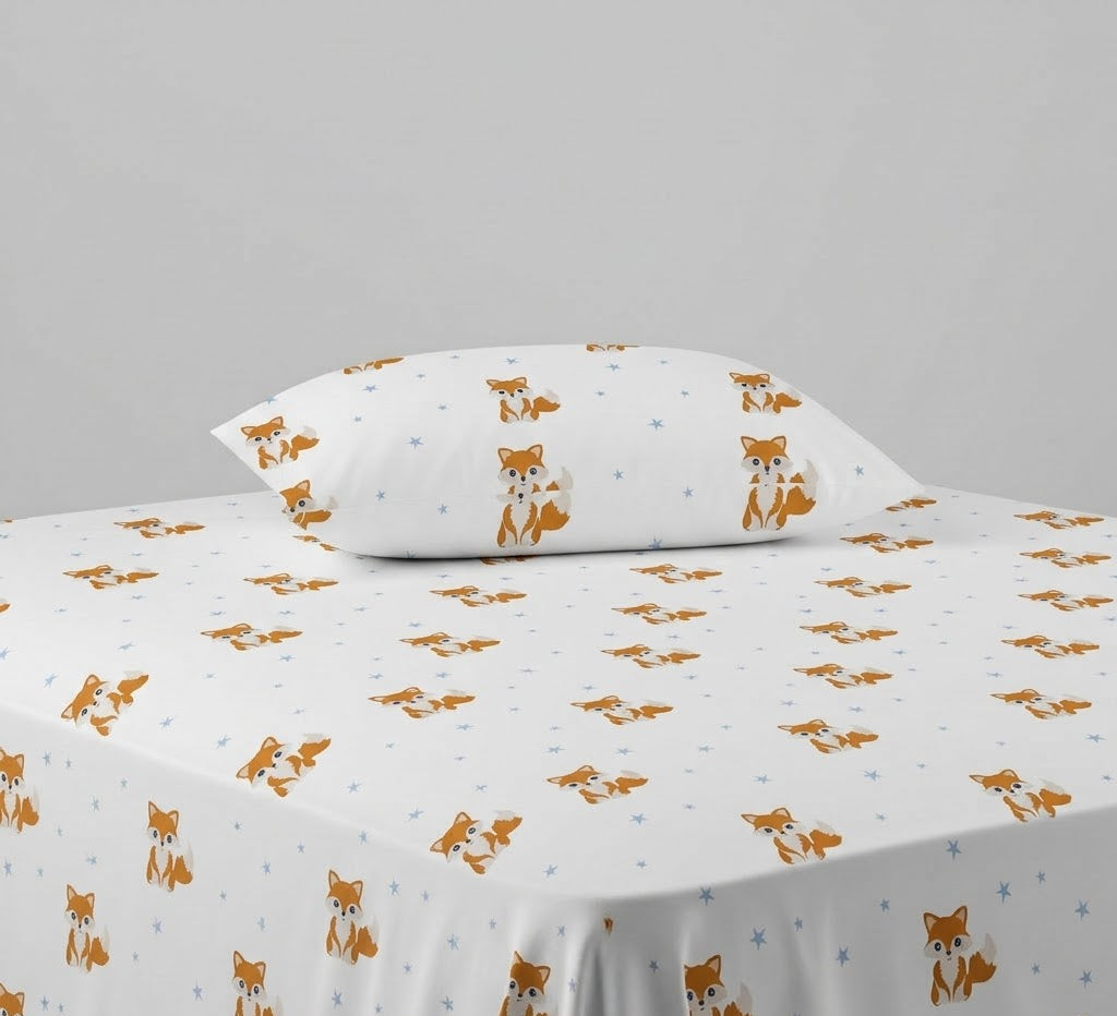 Fox Pattern kids Cotton Bed Sheet