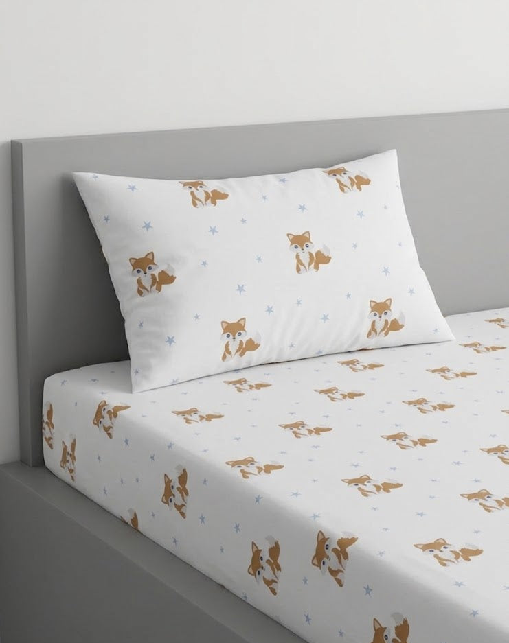 Fox Pattern kids Cotton Bed Sheet