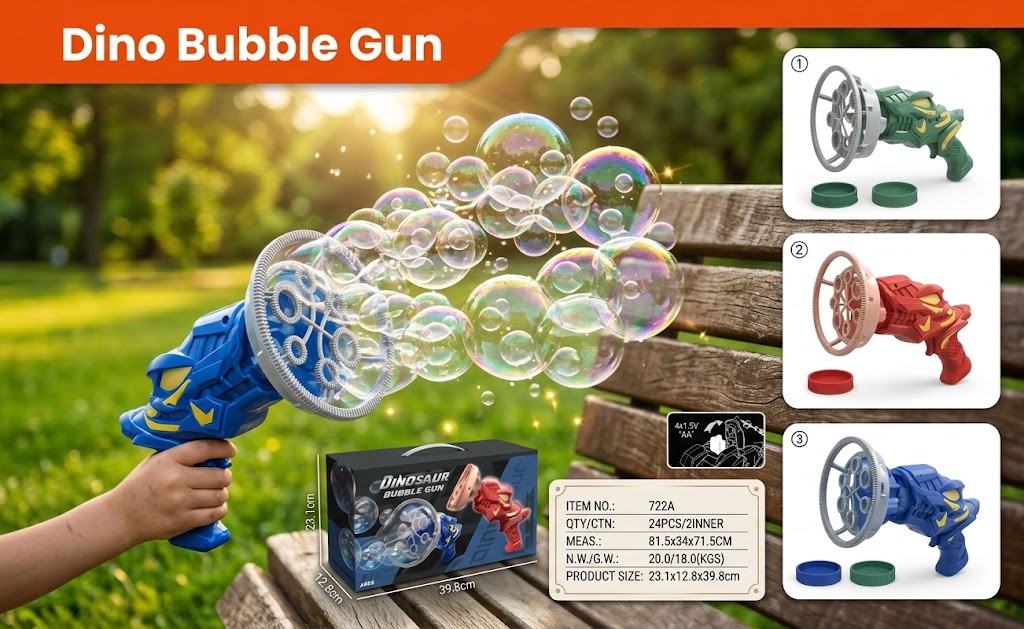 Dino Bubble Gun - Bubble-in-Bubble Dinosaur Blaster