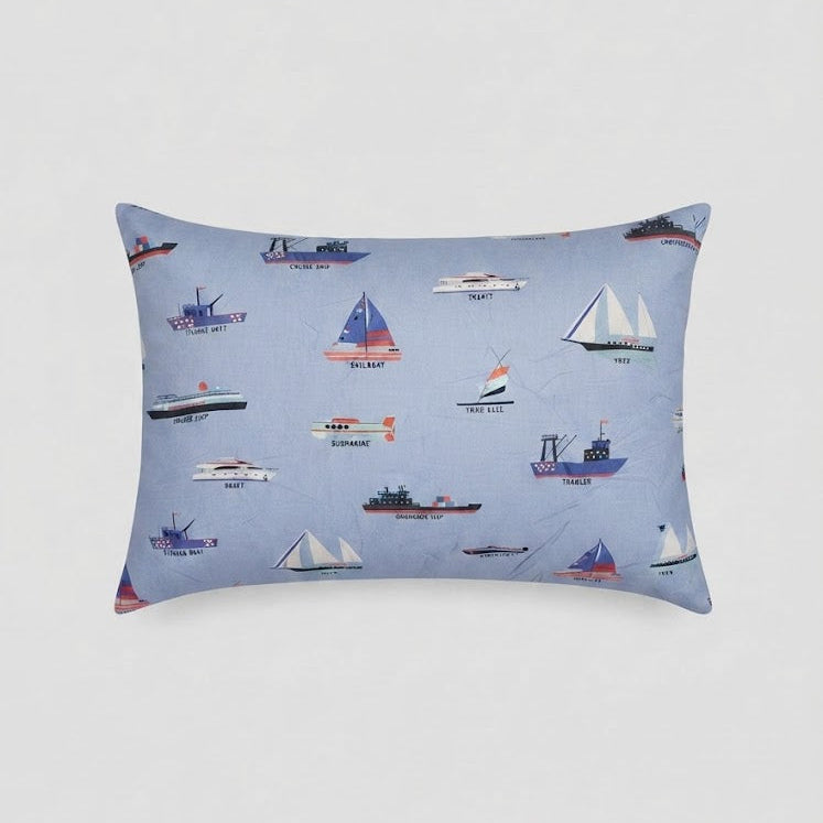 Colorful various ships and boats Themed  kids Cotton Bed Sheet