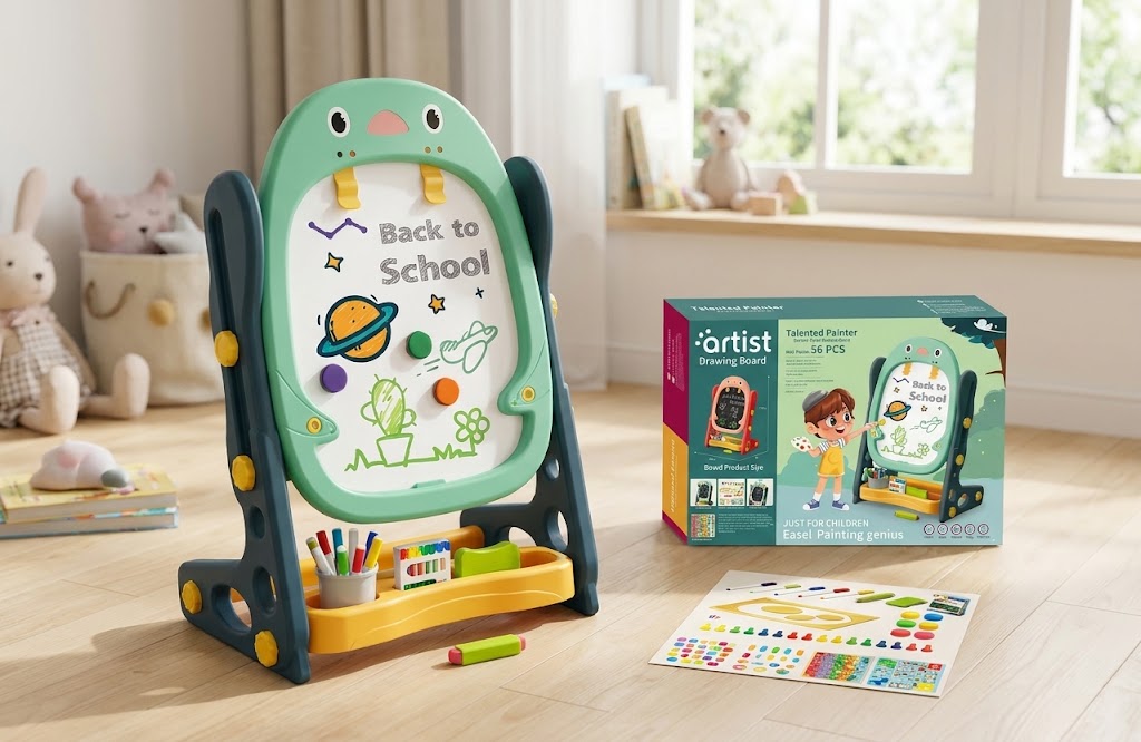 Talented Painter Double-Faced Kids Artist Drawing Board Easel (56 Pieces)