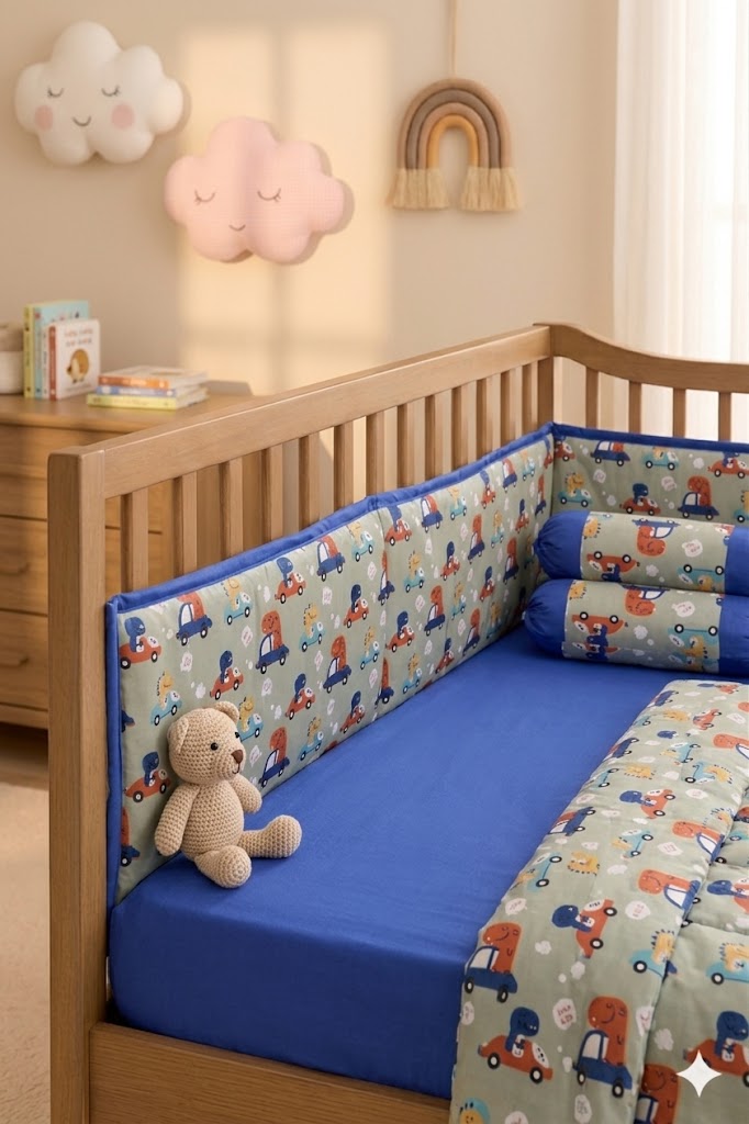 Cartoon Car Themed  Baby Cot Set