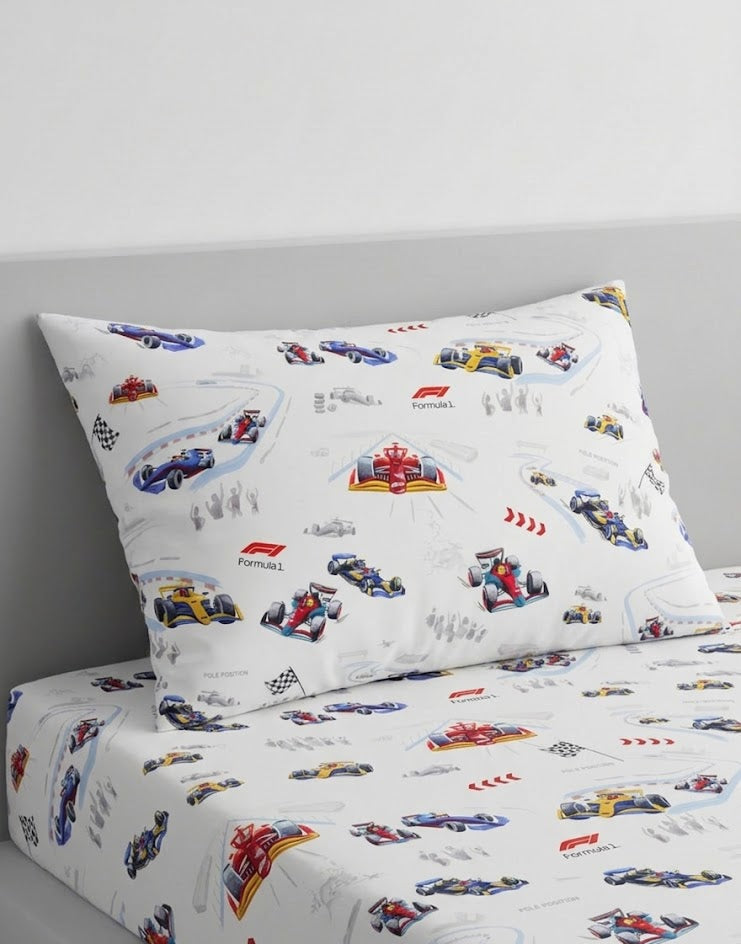 Racing car Themed kids Cotton Bed Sheet
