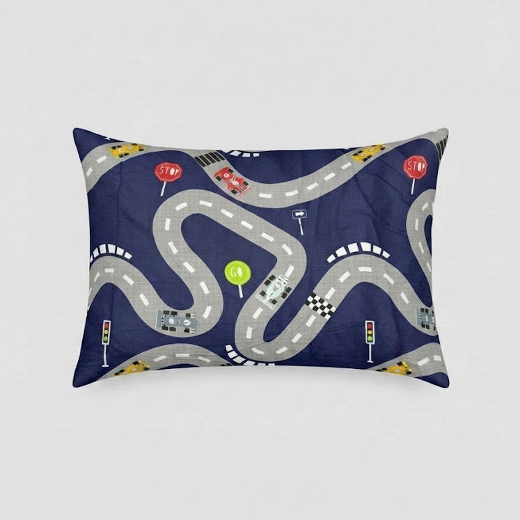 Colorful Cars, and Road Signs kids Cotton Bed Sheet