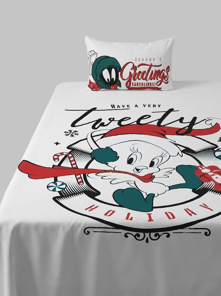Tweety Bird Holiday Themed kids Cotton Bed Sheet
