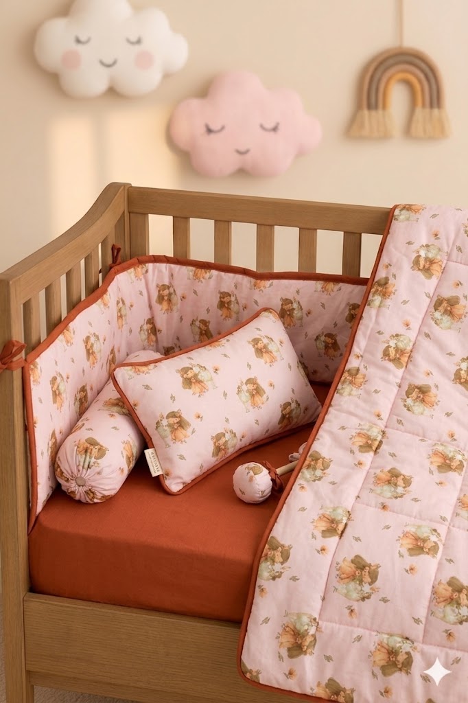 Cartoon Characters Baby Cot Set