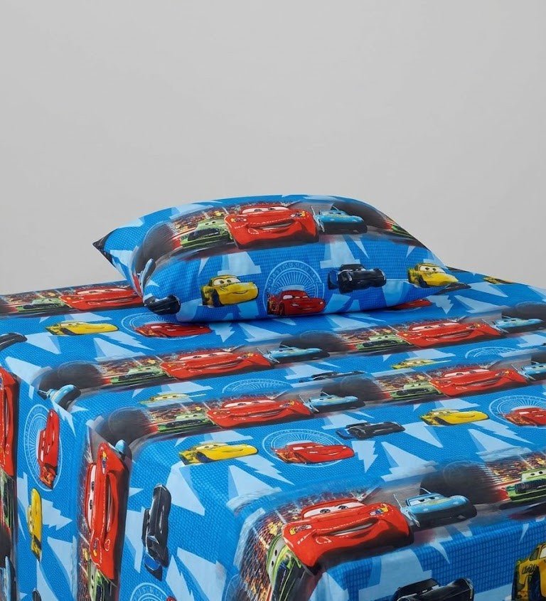 Disney Cars Bright blue background kids Cotton Bed Sheet