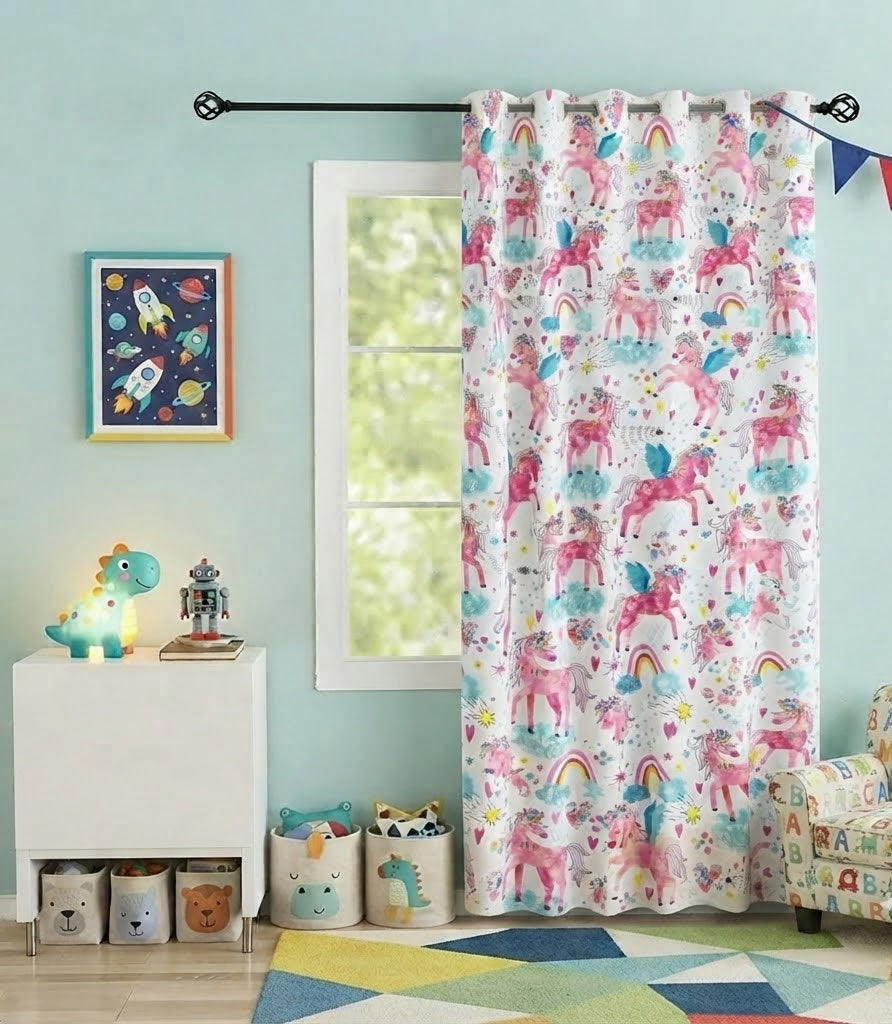 Unicorn Character Kids Room Curtain
