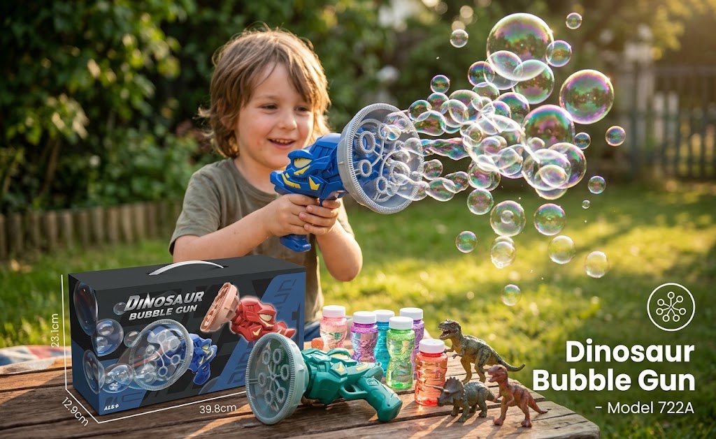 Dino Bubble Gun - Bubble-in-Bubble Dinosaur Blaster