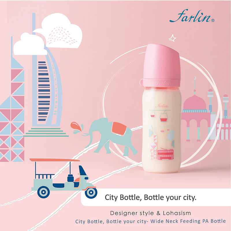 FARLIN PA FEEDING BOTTLE 280ML-HK PINK