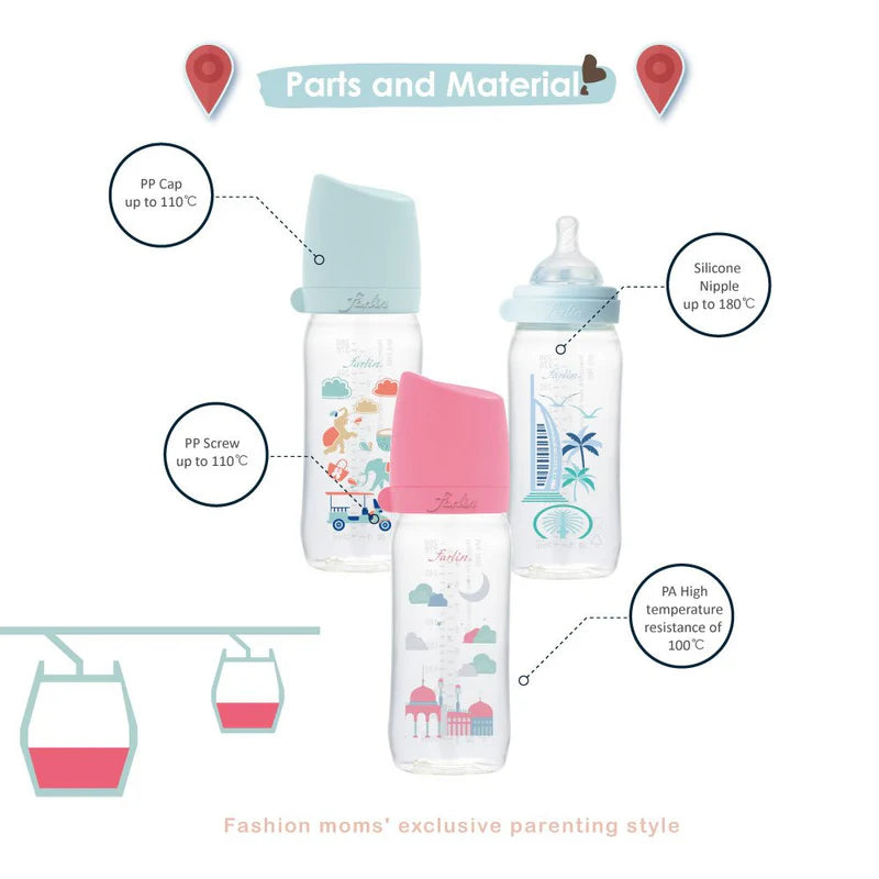 FARLIN PA FEEDING BOTTLE 180ML-HK PINK