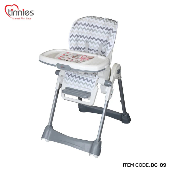 TINNIES BABY ADJUSTABLE HIGH CHAIR GREY SRIPER