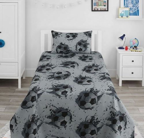  Black and White soccer Ball kids Cotton Bed Sheet