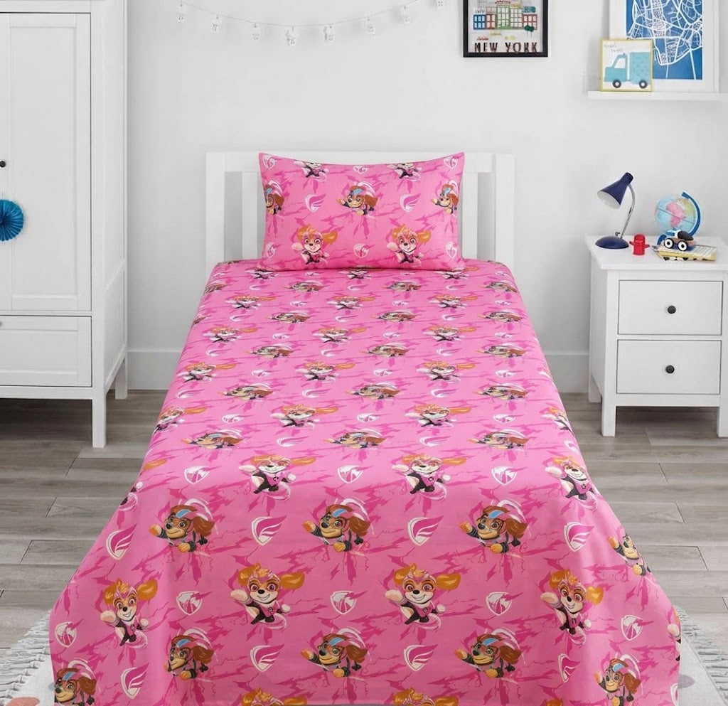 Bright Pink Paw Patrol kids Cotton Bed Sheet