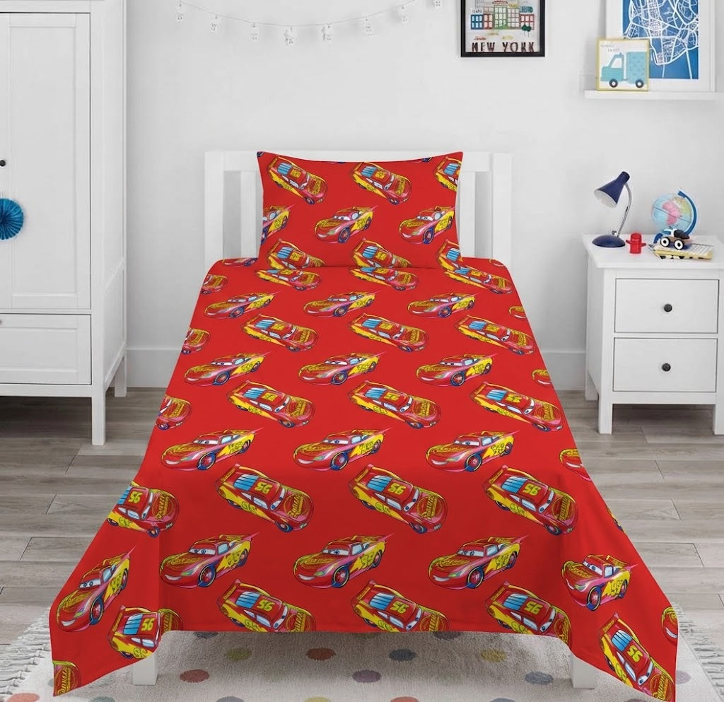 Cars character Lightning McQueen kids Cotton Bed Sheet