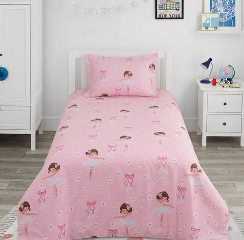 Cartoon Ballerinas  with bows kids Cotton Bed Sheet