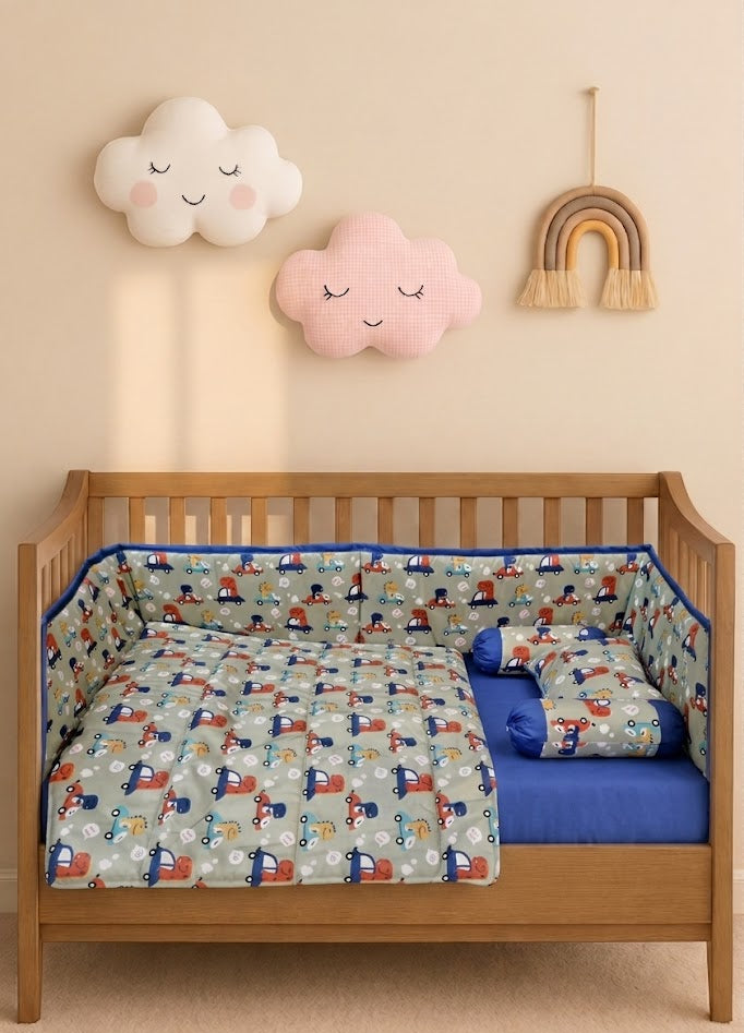 Cartoon Car Themed  Baby Cot Set