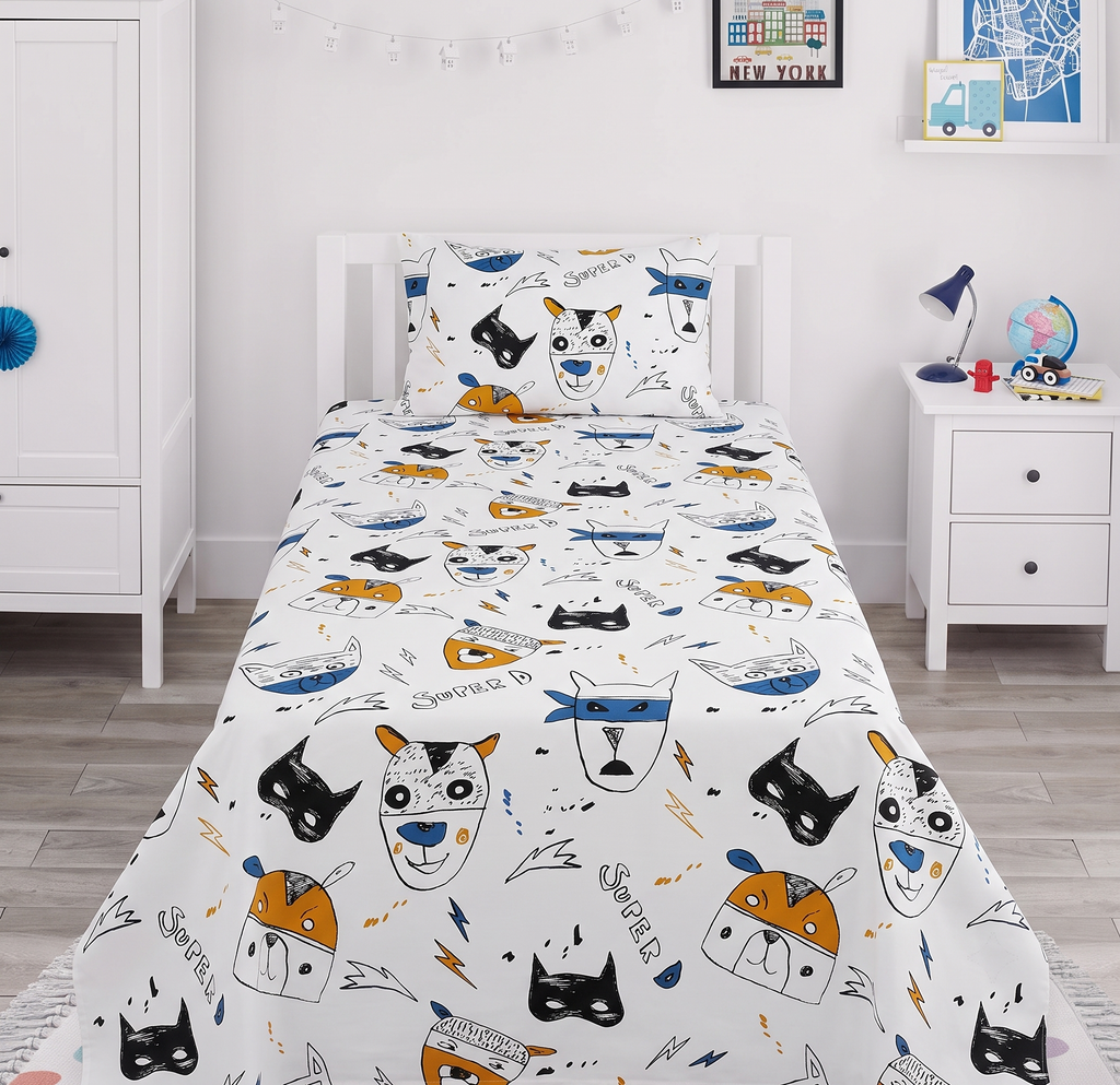 Cartoon Dog Super D kids Cotton Bed Sheet
