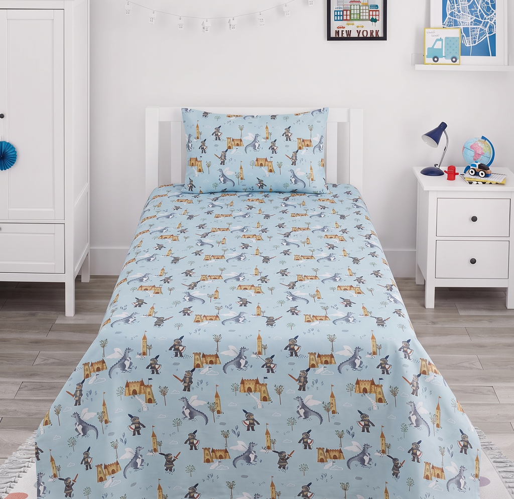 Castle Themed kids percale Bed Sheet