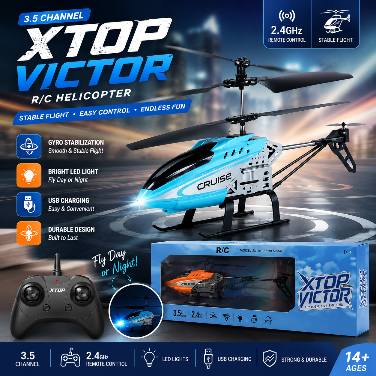 3.5 Channel XTOP Victor RC Helicopter